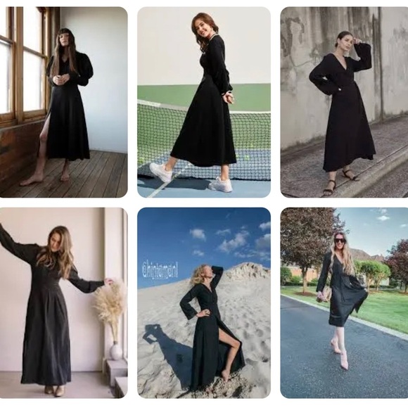 💫 FREE PEOPLE ‘Later Days’ Cutout Back Midi Dress in Black Sz 8 - EUC - Picture 13 of 15